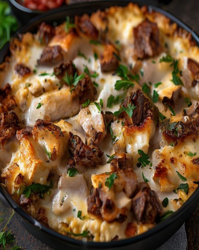 Delicious Chicken Bacon Ranch Casserole with Beef Bits