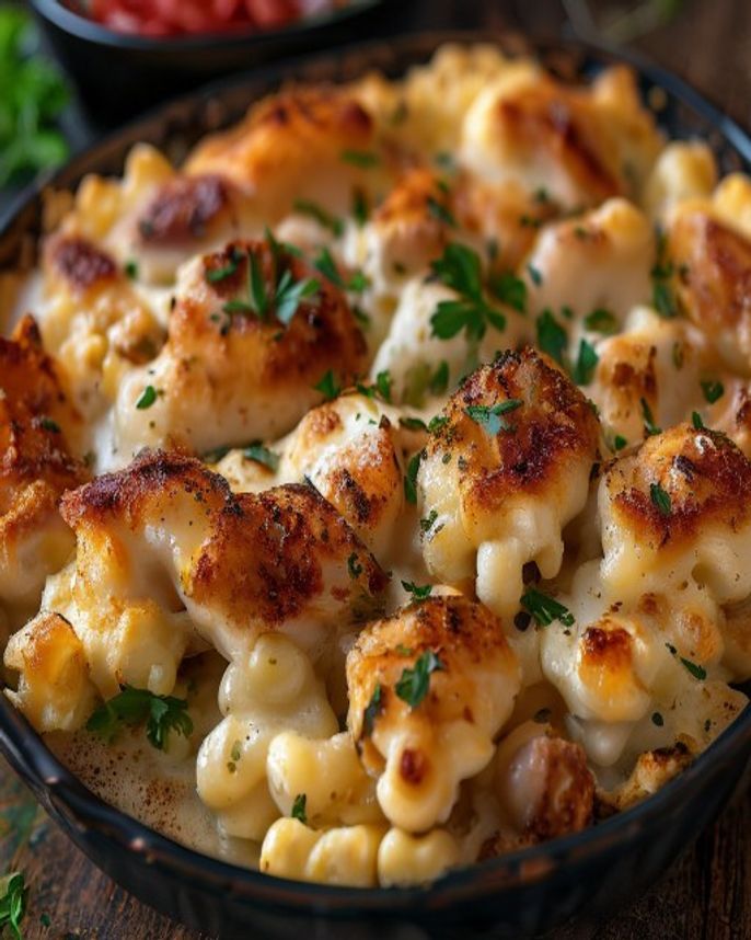 Delicious Chicken Mac and Cheese Bake