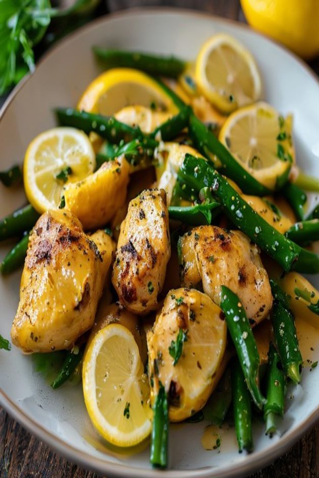 Lemon Butter Chicken and Green Beans Pinterest