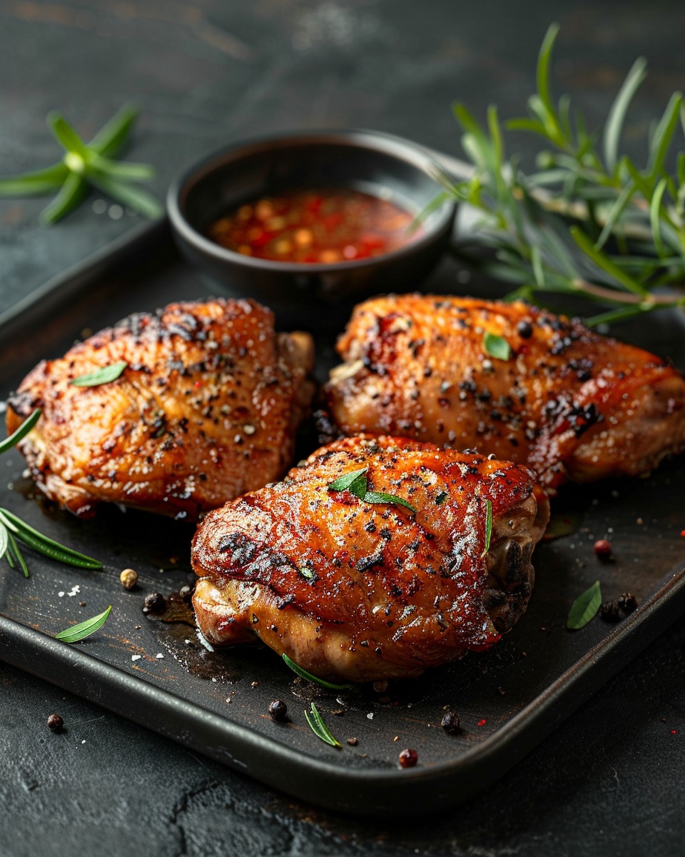 Bowl of seasoned chicken thighs ready for the air fryer, showcasing the seasoning and ingredients used in Air Fryer Chicken Thighs preparation