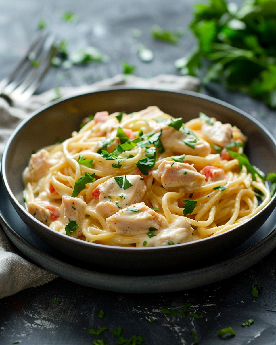 Creamy Chicken Spaghetti ingredients preparation