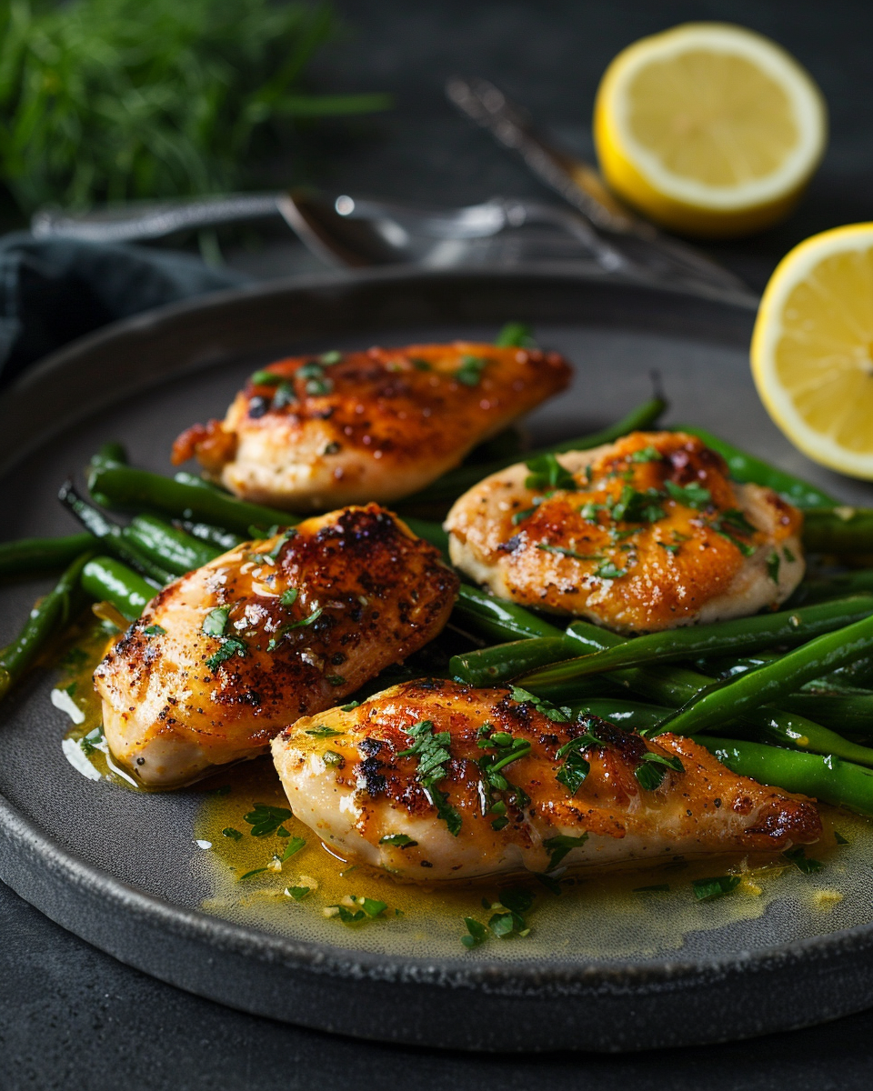 Lemon Butter Chicken and Green Beans ingredients preparation
