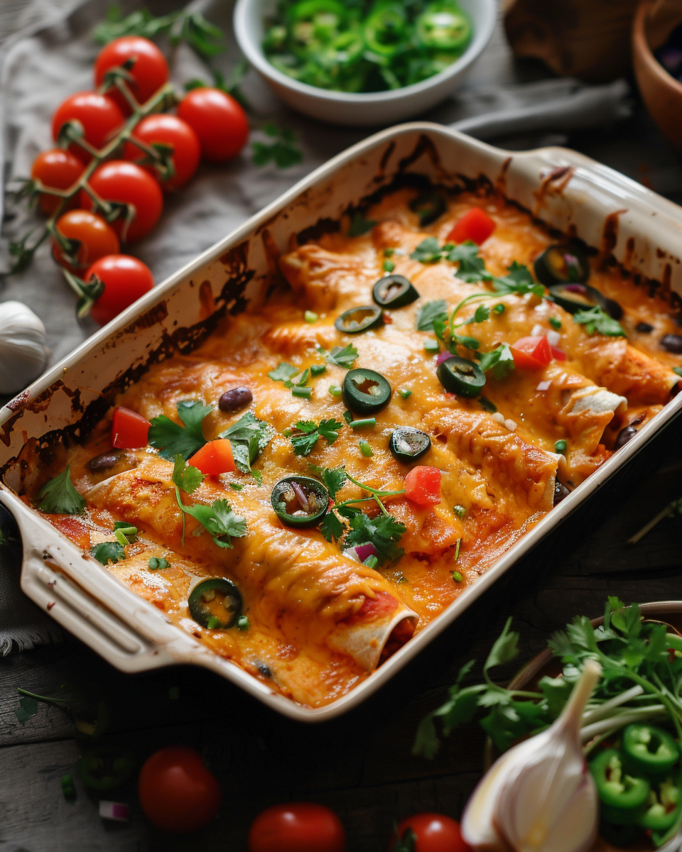 Chicken Enchilada Casserole cooking in progress