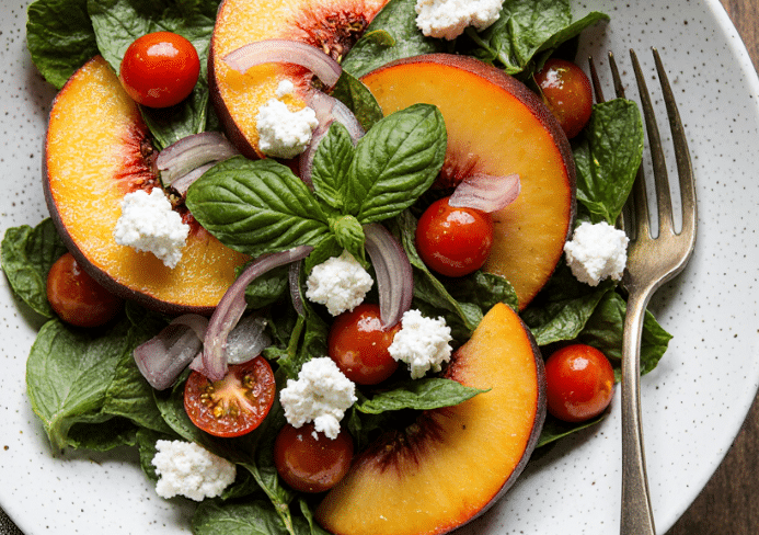 peach feta salad
