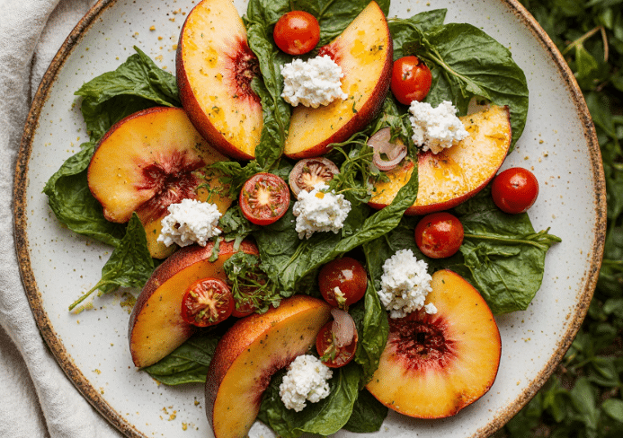 peach feta salad