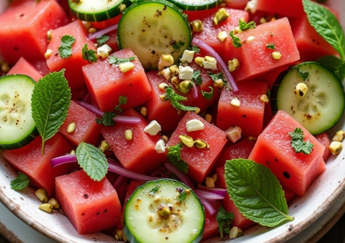 Watermelon Cucumber Salad