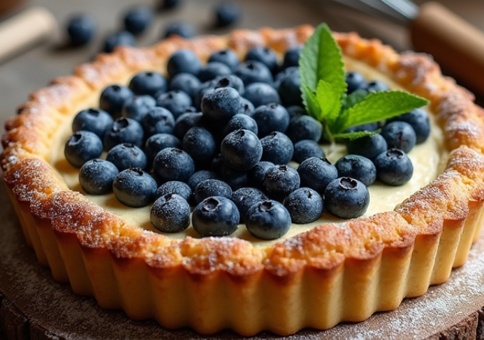 Tarte aux myrtilles et crème d’amande