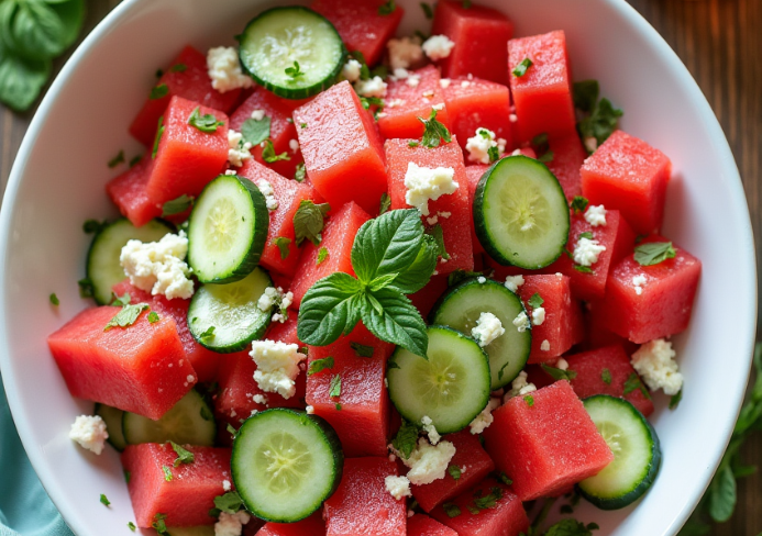 Watermelon Cucumber Salad