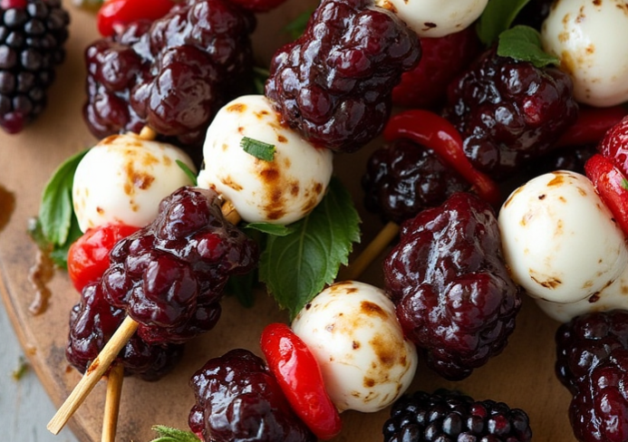 Summer Party Appetizers: Blackberry Caprese Skewers