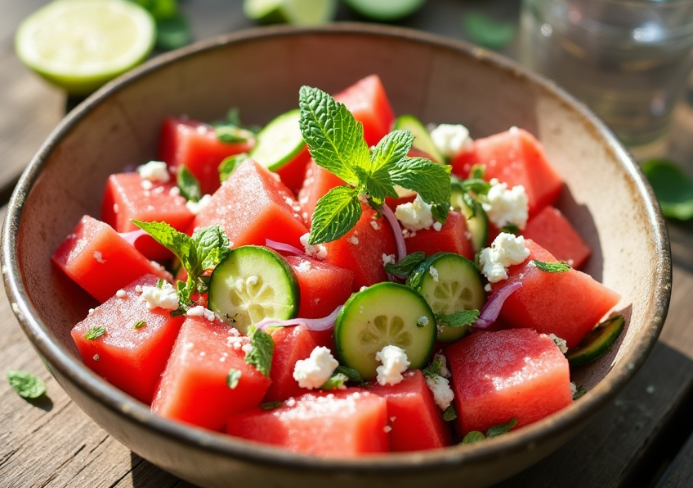 Watermelon Cucumber Salad