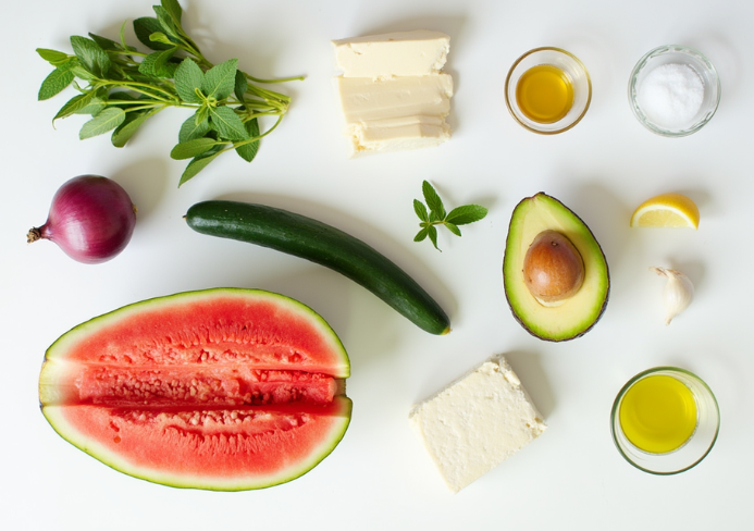 Watermelon Feta Cucumber Salad