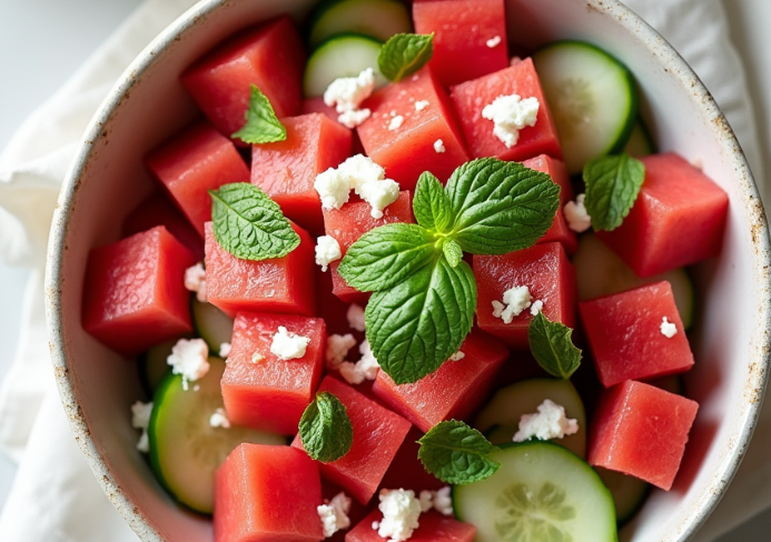 Watermelon Cucumber Salad