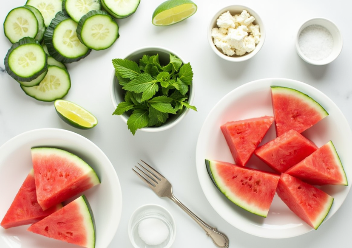 Watermelon and Cucumber Salad
