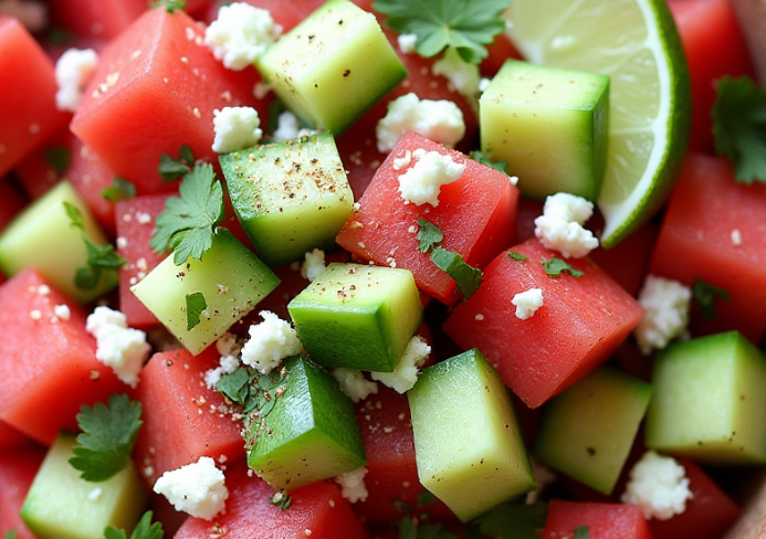 Mexican Watermelon Cucumber Salad