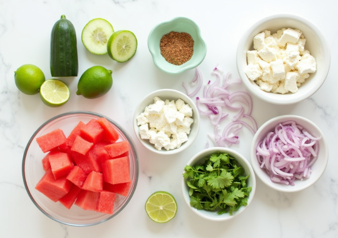 Mexican Watermelon Cucumber Salad