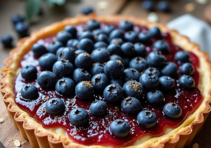 Tarte aux myrtilles et crème d’amande