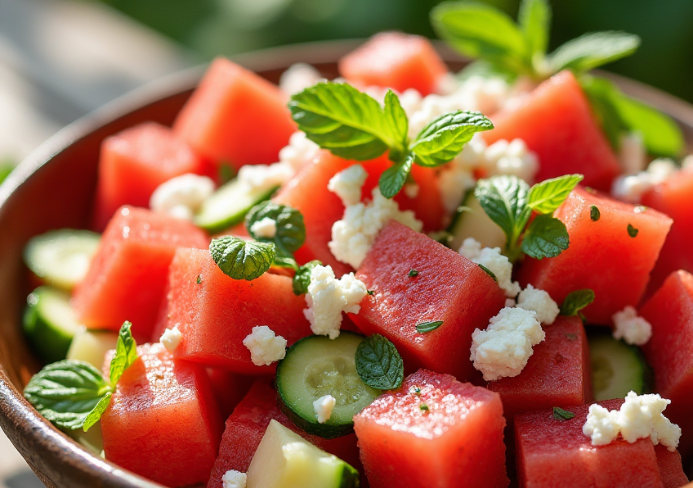 Watermelon Cucumber Salad