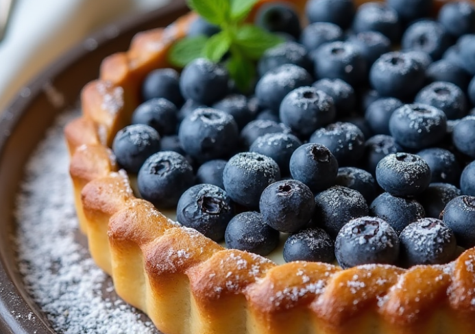 Tarte aux myrtilles et crème