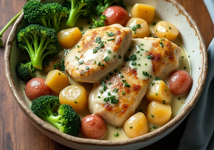 Slow cooker creamy garlic chicken