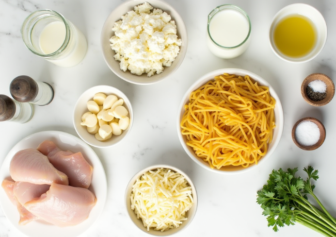 High protein chicken Alfredo