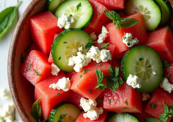 Watermelon Cucumber Salad