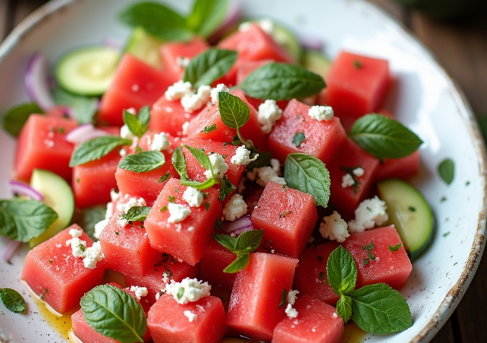 Watermelon Cucumber Salad