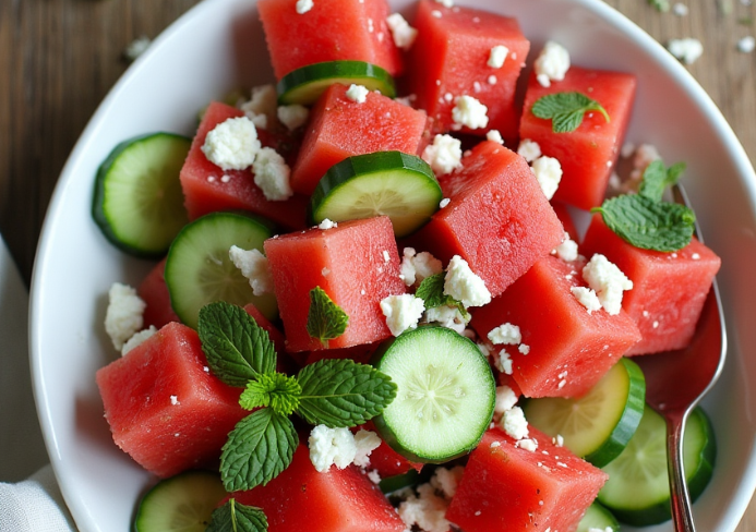 Watermelon Cucumber Salad