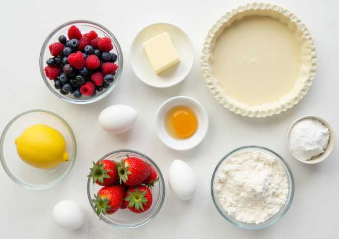 Yellow tart with berries