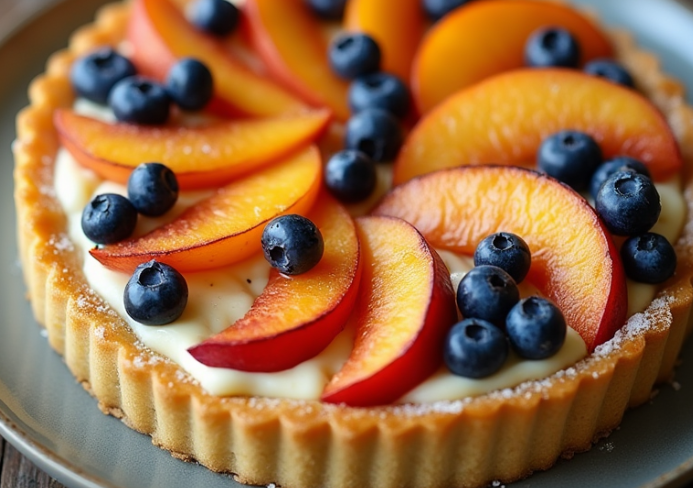 Tarte pêche myrtille
