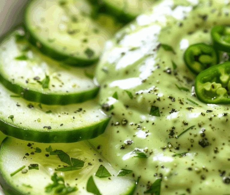 Creamy Jalapeno Popper Cucumber Salad Dressing with Ingredients