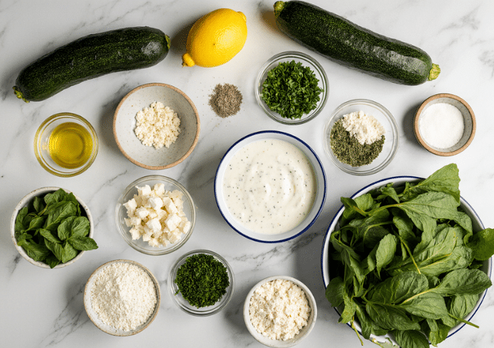 Zucchini Feta and Spinach Fritters
