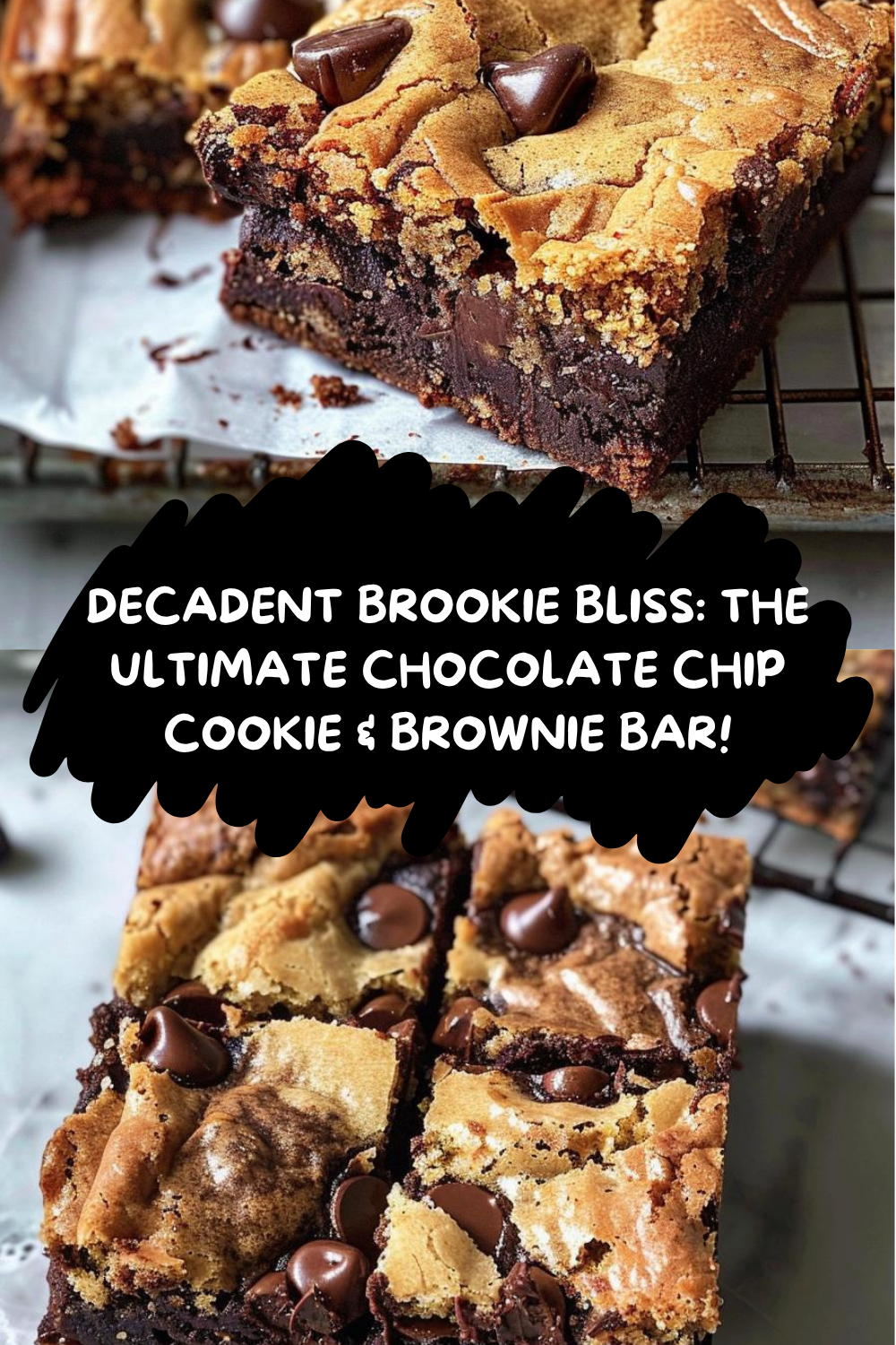 Slice of Brookie Dessert Bar showcasing fudgy brownie and cookie layers
