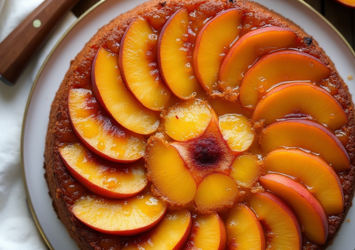 Bourbon Peach Upside Down Cake