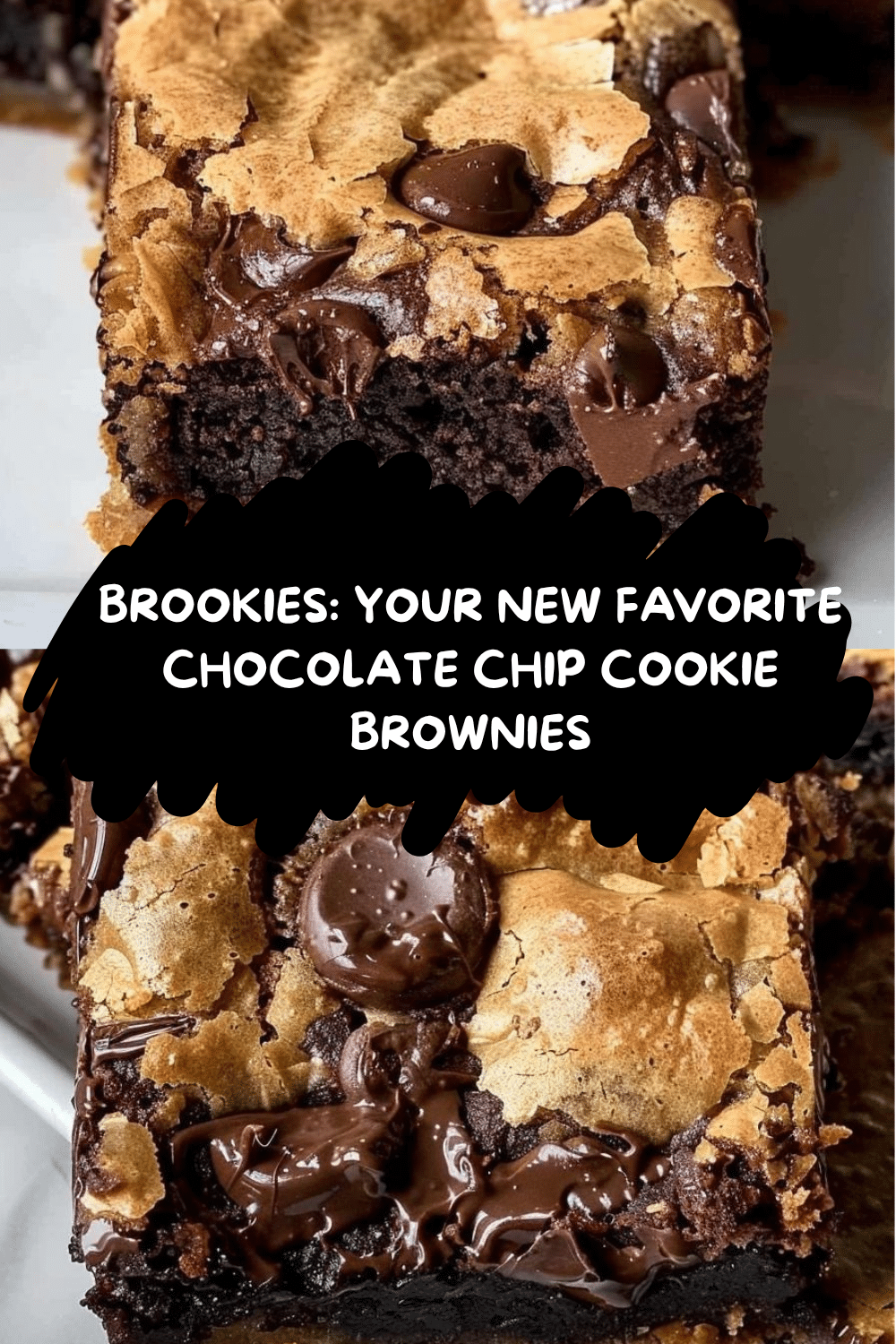 Cross-section of Brookies: The Best Chocolate Chip Cookie Brownies