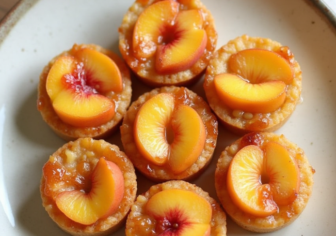 peach upside-down mini cakes