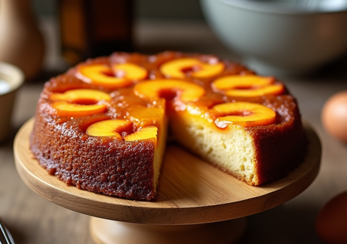 easy peach upside down cake
