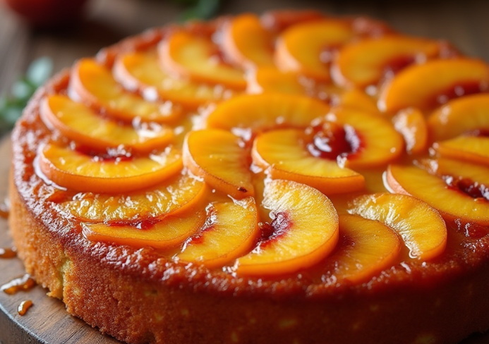 peach upside-down cake