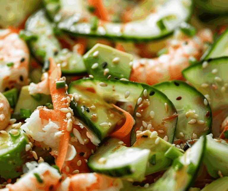 Quick No-Cook California Roll Cucumber Salad for Summer