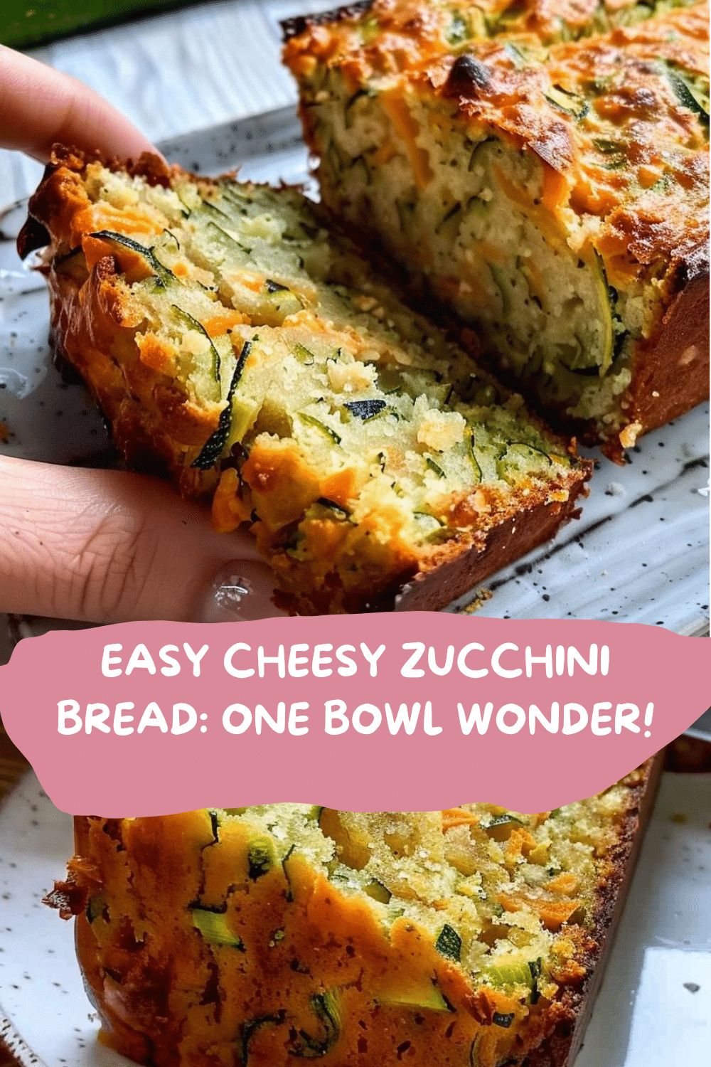 One bowl cheesy zucchini bread preparation with ingredients