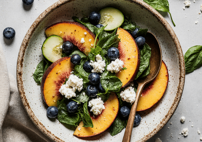 Blueberry Peach Feta Salad