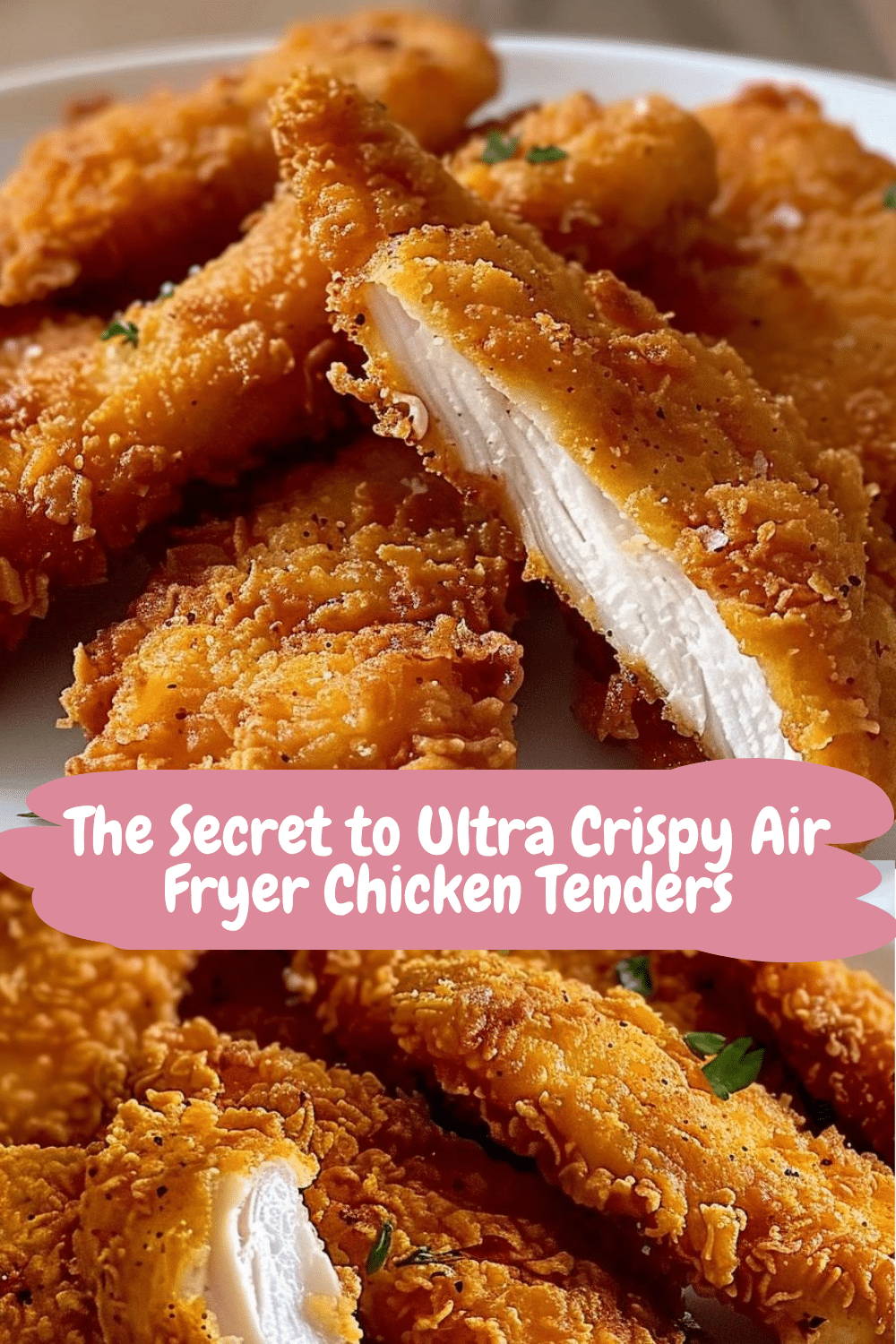 Golden Air Fryer Chicken Strips Perfectly Breaded Air Fryer Chicken Strips with Olive Oil Spray