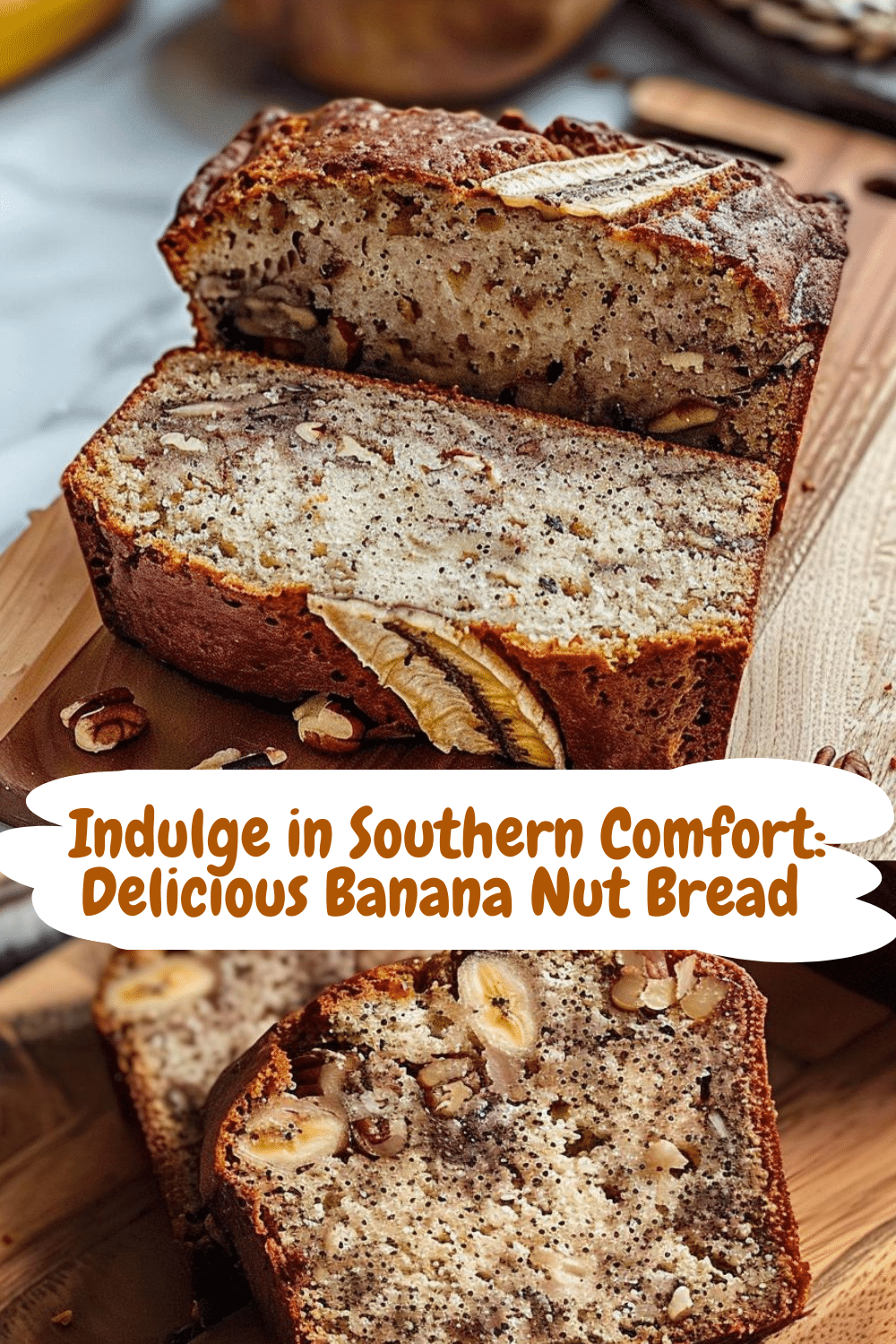 Nut-topped Southern Banana Bread Classic Southern Banana Nut Bread with extra chopped nuts topping