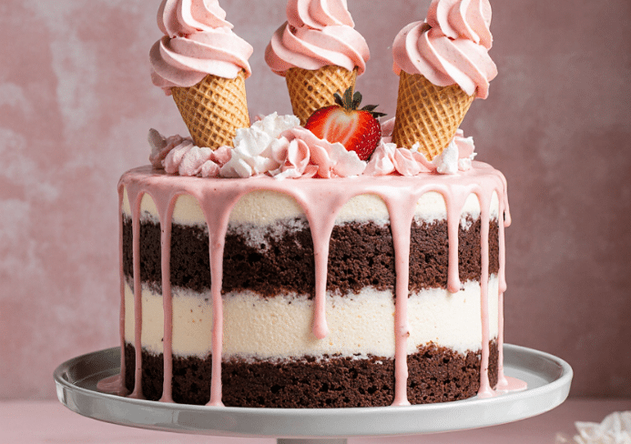 Neapolitan Cake - Sprinkle Bakes