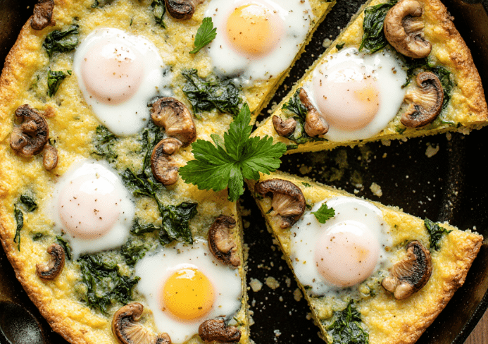 Easy Mushroom and Spinach Frittat