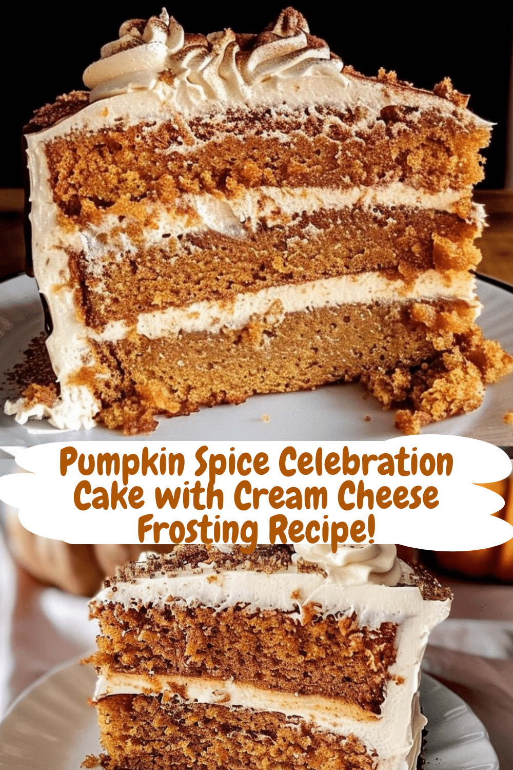 Festive Cream Cheese Frosted Pumpkin Cake Autumn Pumpkin Spice Cake decorated with Cream Cheese Frosting
