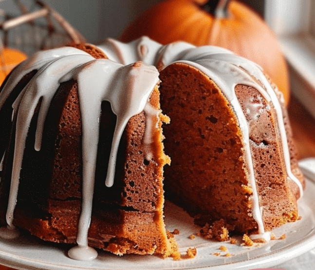 Creamy Frosted Pumpkin Bundt Cake Easy pumpkin bundt cake