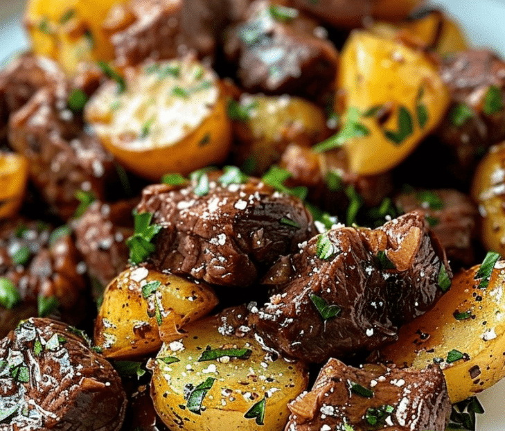 Tender Beef and Potatoes in Garlic Butter Slow Cooker Garlic Butter Beef Bites & Potatoes