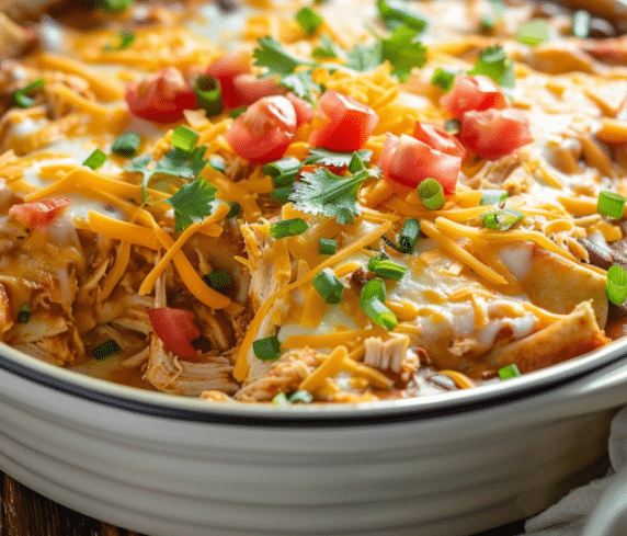 CROCKPOT CHICKEN ENCHILADA CASSEROLE
