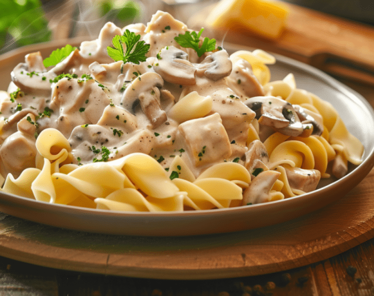 Creamy Turkey Stroganoff is a quick and tasty meal.