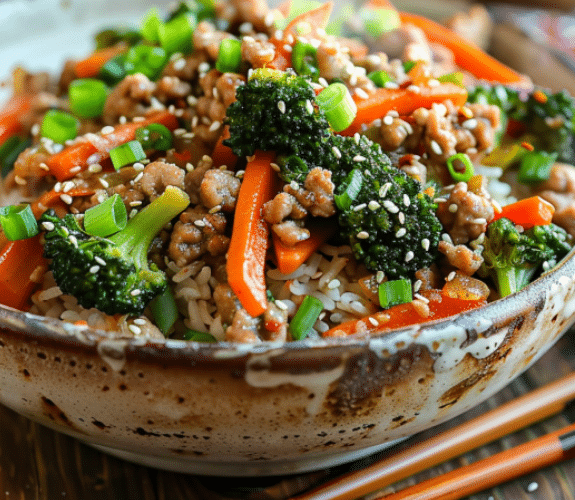 Healthy College Lunch Ideas: Ground Turkey Teriyaki Stir-Fry